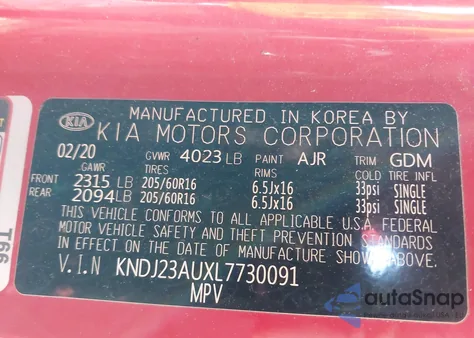 2020 Kia Soul Lx из США, поврежденный, VIN KNDJ23AUXL7730091